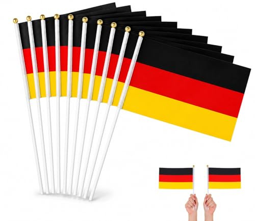 24x Fahne 40 cm Handfahne - Fanartikel Deutschland Flagge schwarz, rot, gelb, als Deko, Dekoration, Partydeko für Fußball, Fußball Europameisterschaft WM 2026 (24x Fahnen 40cm)