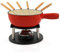 BBQ-Toro Gusseisen Fondue Set für 6 Personen | 2 Liter | Fondueset 9 teilig mit Brenner und Gabeln | Fondue-Set, Käsefondue Set, Fleischfondue Set, Schokofondue Set (rot/Creme emailliert)