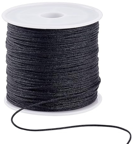 PandaHall 45m/Rolle 0.8 mm Nylonfaden Nylonschnur Schwarzes Nylon Schmuckband für benutzerdefinierte gewebt Schmuck Machen