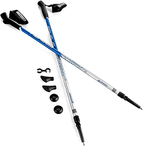Spokey - Bastoni da trekking per nordic walking, con passanti per polso | Sistema antiurto | Bastoni telescopici da trekking regolabili 105 – 135 cm c