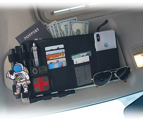 VIPERADE TCS1 Auto Sonnenblende Organizer Auto Interieur Zubehör Tasche Organizer Truck Lagerung Beutelhalter mit Multi-Pocket Net Reißverschluss - Schwarz