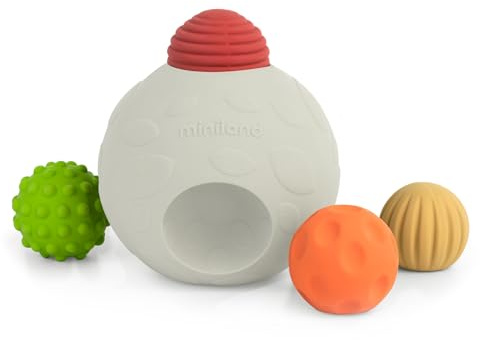 Miniland. Eco-Big Sensory Balls. Pelotas sensoriales encajables Fabricadas en Caucho Natural para bebés.