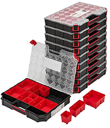 Lot de 10 boîtes de rangement pour petites pièces avec couvercle transparent - Mallette de tri avec compartiments amovibles