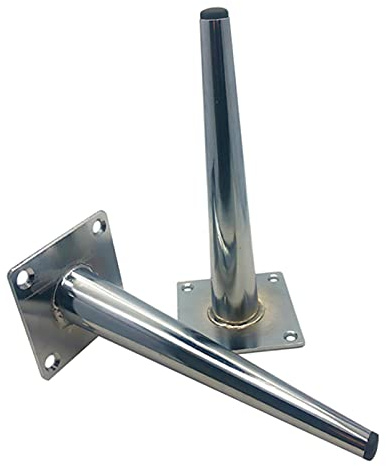 Möbelfüße Metall, Möbelfüsse Silber, Hochglanz, Galvanikfläche, Belastbar bis 800 Kg, Schräge TV Schrank Füße Sockelfuß Sofasfüße Kaffeetisch Beine Tischfüße, 4× Möbelbeine Metall (15cm/6)