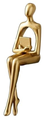 Tauzveok Abstrakte Denker Statue Moderne Harzfiguren Handwerk Kunst Hand für Home Office Bücherregal Desktop Fotografie Dekoration,Gold,C