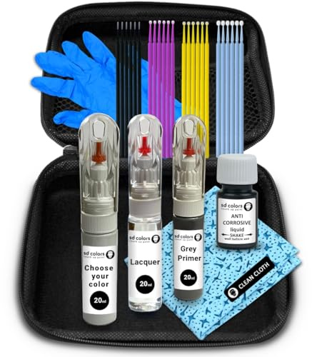SD COLORS Night Black 696 Reparaturset, kompatibel mit Mercedes Lackstift, 20 ML, Kratzer-Chip-Pinsel, Farbcode 696 Nachtschwarz (Farbe + Grundierung + Lack)