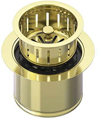 BOTEMY Extended Garbage Disposal Flange Basket Strainer Stopper, Deep 304 Stainless Steel Kitchen Sink Flange for 3-1/2 Inch Standard Sink Drain Hole, Gold Deep Sink Disposal Flange Stopper