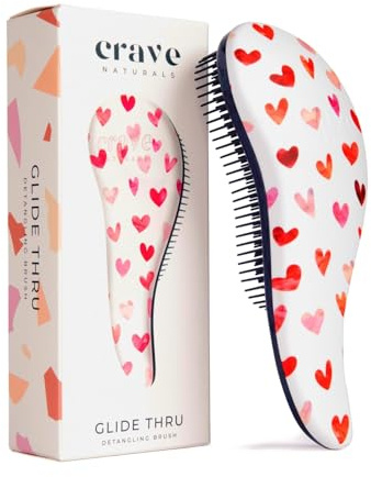 Crave Naturals Glide Thru Borstel för Volwassenen & barnhår, Ontklitter hårborst för Natuurlijk, Curling, Brant, Nat of Droog Hair. Hårborst för Vrouwen. Styling borst (ROZE HARTS)