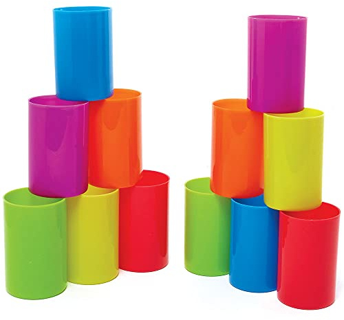 Baker Ross FC890 Aufbewahrungsbecher-12 Stück, Stiftehalter, Basteln Behälter für Stifte, Gläser für kleine Perlen und Pailletten