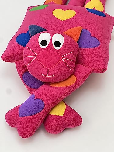 Trendbee Weiches Kissen mit Katzenmotiv, Dekokissen mit Füllung, Couchkissen, Geschenk, Weihnachten, Deko-Kissen - Pink
