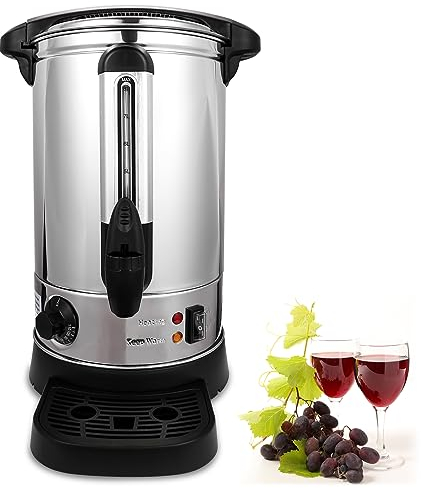 Jopassy Bollitore per vin brulé, 8 l, con rubinetto, termostato, 1500 W, in acciaio inox con indicatore del livello dell'acqua, bollitore per vin brulé, temperatura regolabile da 30 a 110 °C,