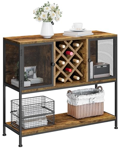 YITAHOME Küchenschrank, Weinschrank, Küchenbuffet Buffetschrank, Barschrank, Sideboard Küche, Sideboard Holz, Sideboard Flur, Anrichte Sideboard, Sideboard Industrial Style 100x85x35cm (Vintagebraun)