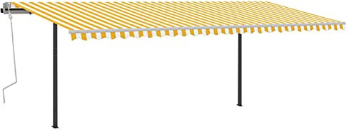 Tidyard Gelenkarmmarkise Automatisch mit Pfosten Markise Sonnenmarkise Balkonmarkise Sonnenschutz Sichtschutz 600 x 350 cm (L x B) Pulverbeschichtetes Aluminium,Eisen,Gewebe mit PU-Beschichtung