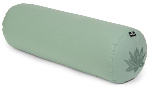 Yoga Studio Lotus Cojín Bolster de Yoga | Relleno de Cáscaras de Trigo Sarraceno Orgánico | (Certificado GOTS) | Funda Exterior Extraíble y Lavable de Algodón Orgánico | Ideal para Yoga, Meditación