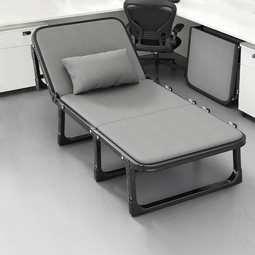 Gästebett Klappbar Mit Klappmatratze, Reisebett Erwachsene Stabiler Metallbett Für Schlafzimmer, Schlafsessel Campingbett Einzelbett Liegestuhl, Maximale Belastung 150KG ( Color : Gray , Size : 190x56