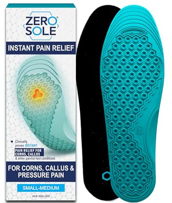 ZeroSole Customisable Orthotic Insoles for Targeted Foot Pain Relief | UK Podiatrist-Designed, Hex-Cell Technology for Corns, Calluses, Metatarsalgia & Plantar Fasciitis (Small - Medium | UK 4-7)