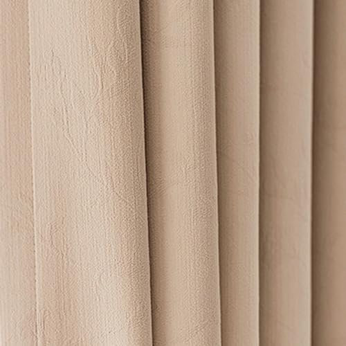 Epinki Hell Orange Gardinen Wohnzimmer 2er Set, Einfarbig Verdunkelungsvorhänge Kräuselband, Ösen Fenster Vorhang Deko Polyester Dekoschal Fensterschal für Schlafzimmer, Jeder B 132 x H 214cm