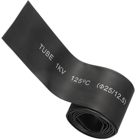 Unifizz Tubo termorestringente 25 mm di diametro 41 mm di larghezza piatta Rapporto 2:1 - 1 m - Nero