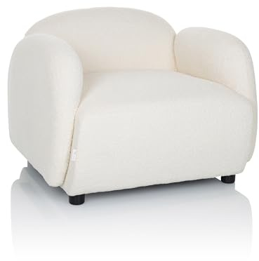 hjh LIVING Polstersessel mit Armlehnen VERDUNA Teddy-Stoff, Bequem gepolsterter Loungesessel Relaxsessel, für Wohnzimmer Schlafzimmer, Weiß
