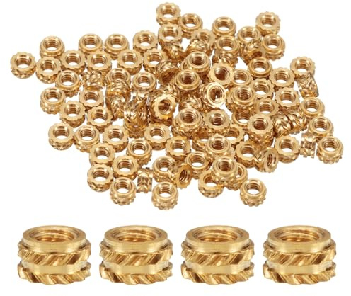 QUARKZMAN 50 Stück M2 Gewindeeinsätze aus Messing, M2x2mm, Ø 3,5mm | Einschmelzgewinde gerändelte Einsätze, 3D Druck Messingmuttern weibliche Gewindeeinsätze