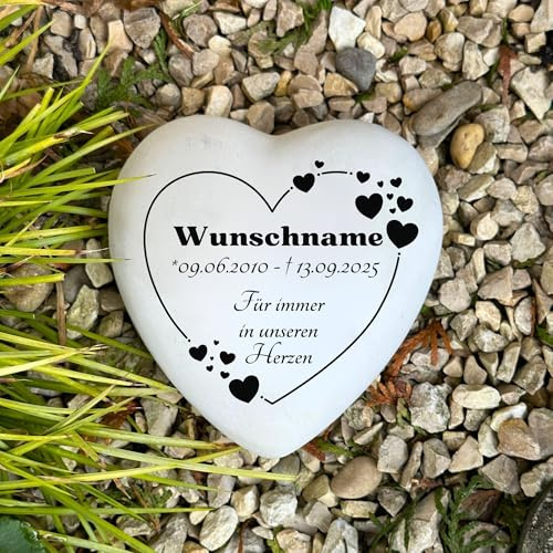Radami Personalisierter Grabschmuck Herz 13cm | Grabherz mit Gravur und individuellem Text für Grabstein & Urnengrab Andenken