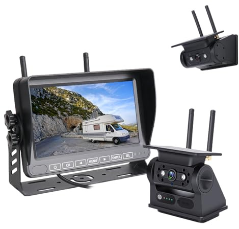 Ecoyoca Solar Magnetic Reversing Camera Kit, 7 1080P Backup Camera, 1-Min Install 10000mAh Battery Car Reverse Camera Kit, IP69K Waterproof Reversing Camera for Vans RV Truck Trailer Motorhome
