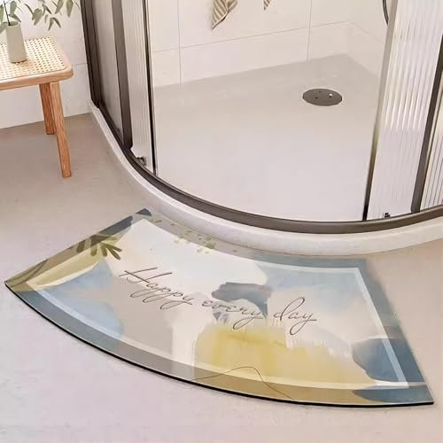 Arc-shaped Shower Mat - Gebogene Duschmatten, gebogene Badematte, schnell trocknend, super saugfähige gebogene Badematten for runde und Eckduschen, rutschfeste Unterseite aus Gummi(B,45x75cm/18x30inch