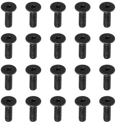 PATIKIL #4-40 x 3/8 Pouce Vis Tête Cylindrique Six Pans Creux, 20 Pack Boulons Fraisés Tête Plate Entraînement Hexagonal Vis Filetage Complet Grossier Unc Oxyde Noir Grade 10.9