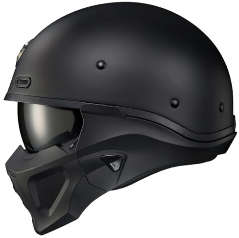 ScorpionEXO Covert X Open Face Half Shell 3/4 Motorcycle Helmet Comm Ready Speaker Pockets DOT Solid (Matte Black - Large)
