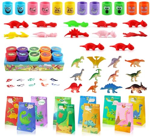 Hmfmdy Dinosaurier Party Mitgebsel Kindergeburtstag, 56 Stück Dino Party Gastgeschenke Kinder, Give Aways Kindergeburtstag Gastgeschenke, Dino Partys Spielzeuge für Jungen Mädchen