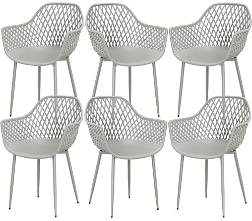 buybyroom Stühle Esszimmer 6er Set, Esszimmer Sessel mit Metallbeinen Verstellbares Fußpedal, Grau