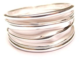 Ringar silver stl. 58, bandring motiv våg  sterlingsilver, smycken damer, Sterlingsilver, inga stenar