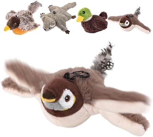 HOIDOKLY Jouet Chat Interactif, Interaktives Katzenspielzeug, Vogel für Katze, Zwitscherndes Vogel Katzenspielzeug, Vogelförmiges Katzenspielzeug, Plüsch Katzenspielzeug für Katzen (Spatz)