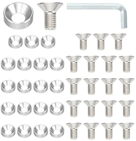 PATIKIL Kit De Arandelas Avellanadas M10, 20 Piezas De Aleación De Aluminio Para Tornillos De Cabeza Plana Para Accesorios Mecánicos Y Modelos DIY, Color Plateado
