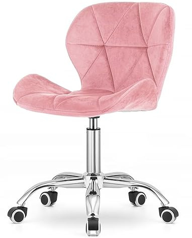 GTM Design Schminkstuhl - Elegant Schminktisch Stuhl aus Samt - Schreibtischsessel für Kinderzimmer und Büro - Verstellbar Drehsessel - Modern - Rosa