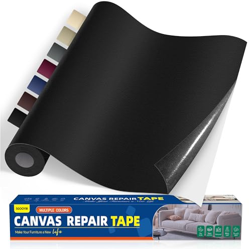 Flicken Selbstklebend Stoff, Selbstklebend Textilklebeband Leinwand Schwarz | Wasserdichtes Leinwand Stoff Selbstklebend Reparatur Patches, Reparaturflicken für Zelte, Sofa, Markise, Stühle