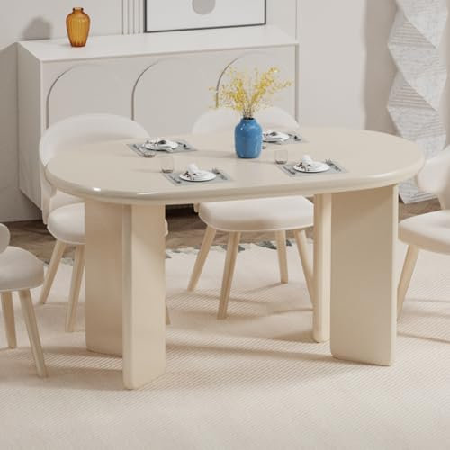 Rustikaler ovaler Esstisch für 4–6 Personen, Stabiler großer MDF-Küchentisch im Bauernhausstil mit stabilem Holzleistenrahmen, für Wohnzimmer, Büro, Restaurant, Esszimmer (B)