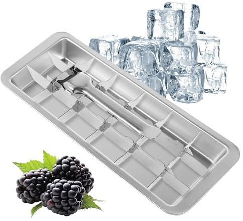 Eiswürfelform Edelstahl mit Entriegelungsgriff 28.5×12×3cm Edelstahl Eiswürfel 18 Fächer für Eiswürfel Eiswürfel Metall Zur Herstellung von Eiswürfeln Vanillewürfel (1pcs)