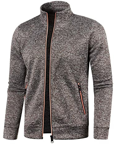Felpa Uomo Senza Cappuccio con Zip Manica Lunga Fasion Casual Sweatshirt Maglia Tuta Felpa Cotone Confortevole Felpe Pullover Cotone Leggera Felpe da Lavoro Top con Cerniera Sweater Maglione