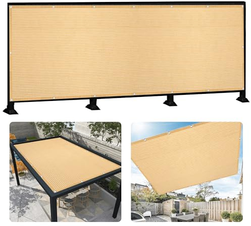 Vela Ombreggiante 330 x 570 cm Rettangolare 98% Anti-Uv Vela Tela Ombreggiante Protezione Solare Antivento con Fune per Giardino/Pergola/Serra/Balcone/Cortile, Color Crema