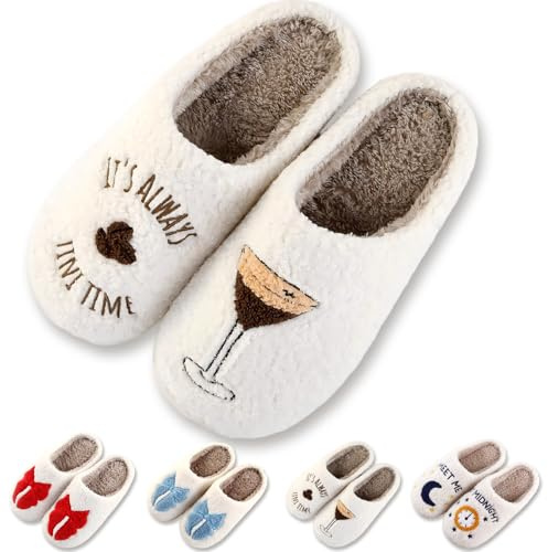 MUMIK Zapatillas Estar por Casa Mujer Hombre, Pantuflas Mujer Invierno Peluche Confortables CáLido Antideslizantes Pantuflas Interior Exterior