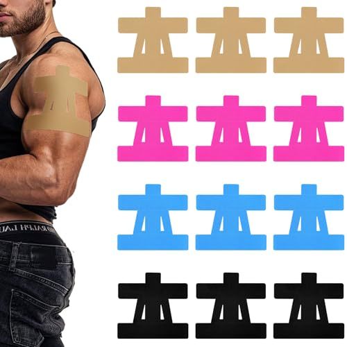 12 Pcs Bandes de Kinésiologie pour Épaules, Bandes Athlétiques Respirantes de Qualité Bandes de Sport Élastiques Imperméables, pour Soutien d'Épaule Sport & Relaxation