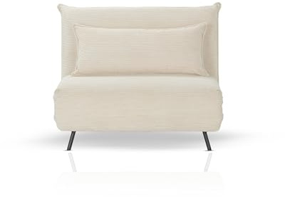 KHG Schlafsessel Beige - Liegefläche ca. 193x108 cm, Sitzhöhe 42 cm, Cordstoff, Relax- und Schlaffunktion, Nosag-Wellenunterfederung, inkl. Nierenkissen, modernes Design