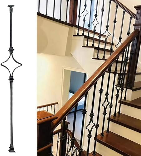 Axe de balustrade en métal pour balustrade d'intérieur – 95 cm de hauteur – Poteaux de terrasse d'escalier avec chaussures et vis – Style 3 1 Pack pour la sécurité et l'élégance de la maison moderne