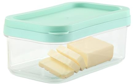Recipiente de mantequilla para el frigorífico, recipiente hermético para guardar queso, mantequilla con cortador y tapa, para frescura en hotel, cocina, camping, casa, en el mostrador, al servir y