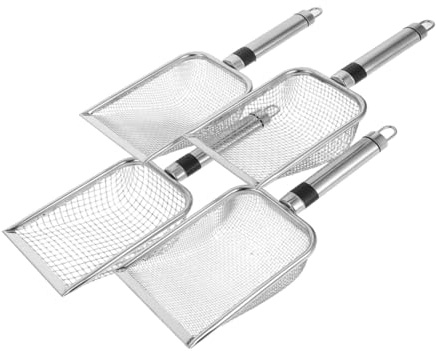 SEWACC 4 pezzi Setaccio per Terriccio da Giardino in Acciaio con Manico Ergonomico Maglie per Compost Sabbia Pietre Strumento Portatile per Separare Terriccio e Rocce Uso in Orto Serra e