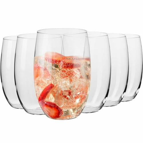 Krosno – Verres à Eau, Jus et Cocktails 370 ml – Lot de 6 – Cristal Sans Plomb – Collection Blended – Parois Ultra-Fines, Design Moderne – Idéaux pour un Usage Quotidien