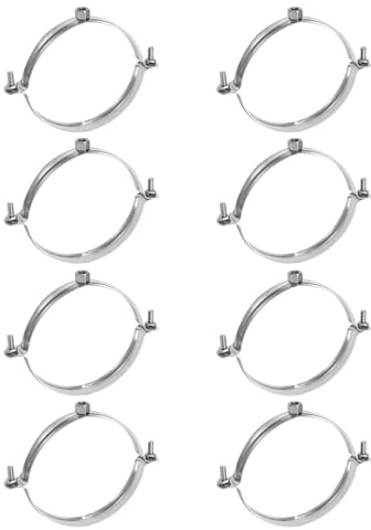 sourcing map 8 Pcs Adjustable Pipe Bracket Clamps 4-5/16 (110mm) Stainless Steel Wall Ceiling Mount Split Ring Pipe Hanger Metal Pipe Supports Clamp for Pipe Tube (M8)
