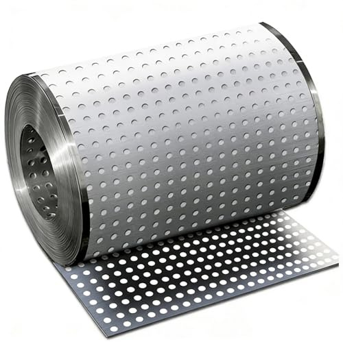 Stainless Steel Perforated Metal Sheet Roll, Heavy-Duty Perforated Mesh for Industrial, Architectural, and DIY Applications 8mm Hole 0.3mm Thickness(1x1m(3.3x3.3ft))