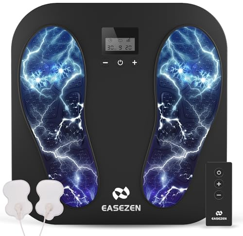 Medic Circulation Booster for Feet and Legs, Electric EMS Foot Massager with 10 Modes 20 Intensities for Plantar Fasciitis & Neuropathy Nerve Pain Relief & Muscle Relaxation, Gifts for Mom Dad, Black